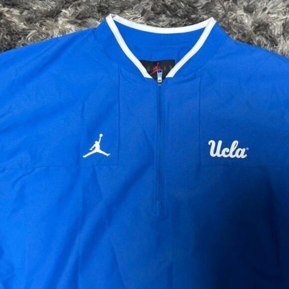 Size L Jordan Mens Blue UCLA Bruins Football Mesh Lined 1/4 Zip Pullover Jacket - Picture 3 of 5